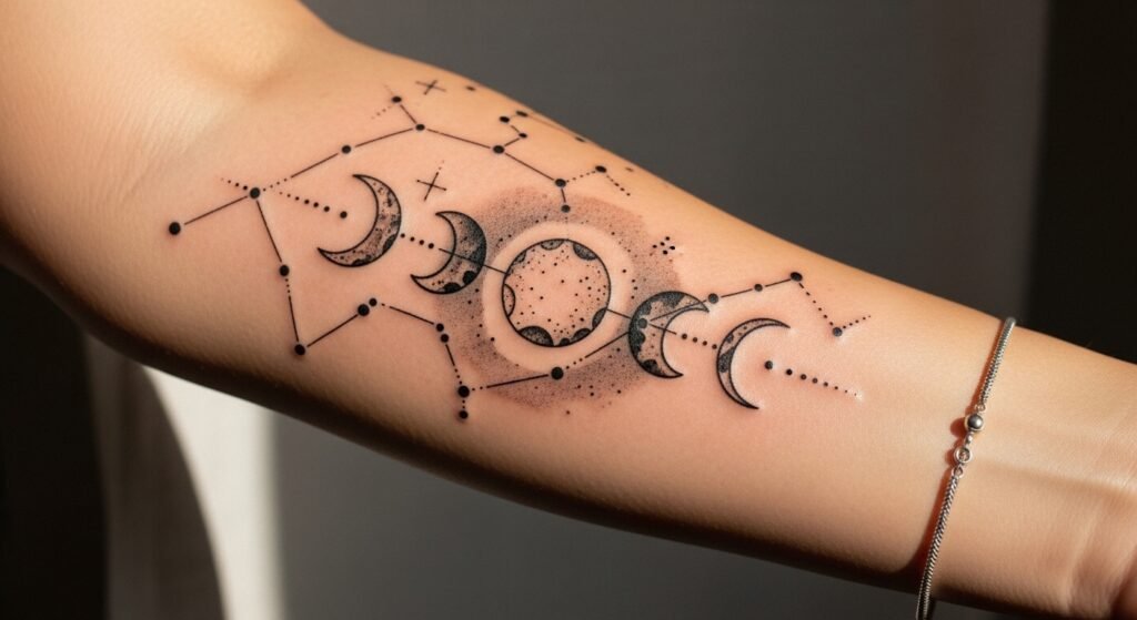 20 Simple Black and Grey Astrology Tattoo Ideas That Are Elegant Moody and Absolutely Striking