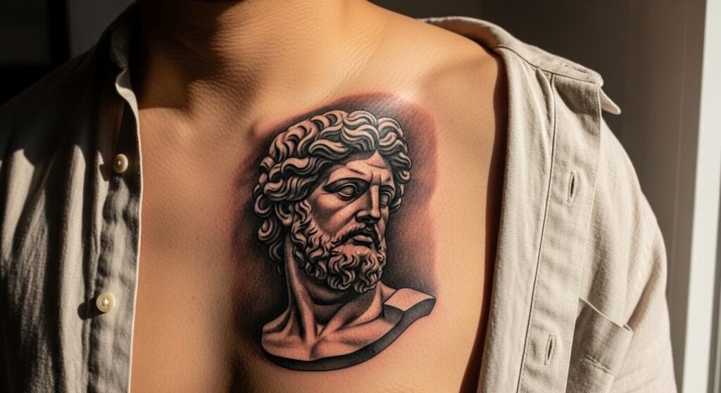 20 Simple Black and Grey Zeus Tattoo Designs That Are Dramatic Moody and Strikingly Powerful
