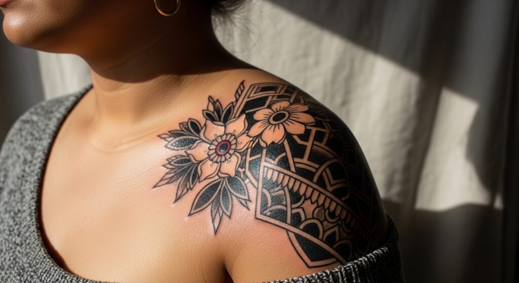 22 Bold Shoulder Cap Tattoo Designs That Are Intricate Eye Catching and Perfect for Any Skin Tone