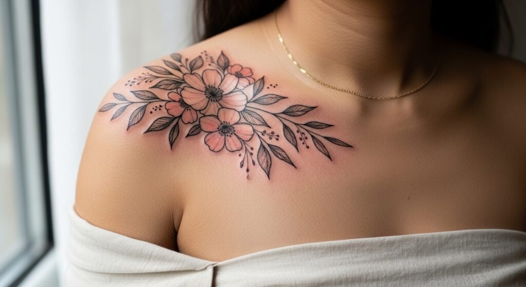 20 Simple Floral Shoulder Cap Tattoo Ideas That Are Feminine Delicate and Absolutely Breathtakingly Beautiful