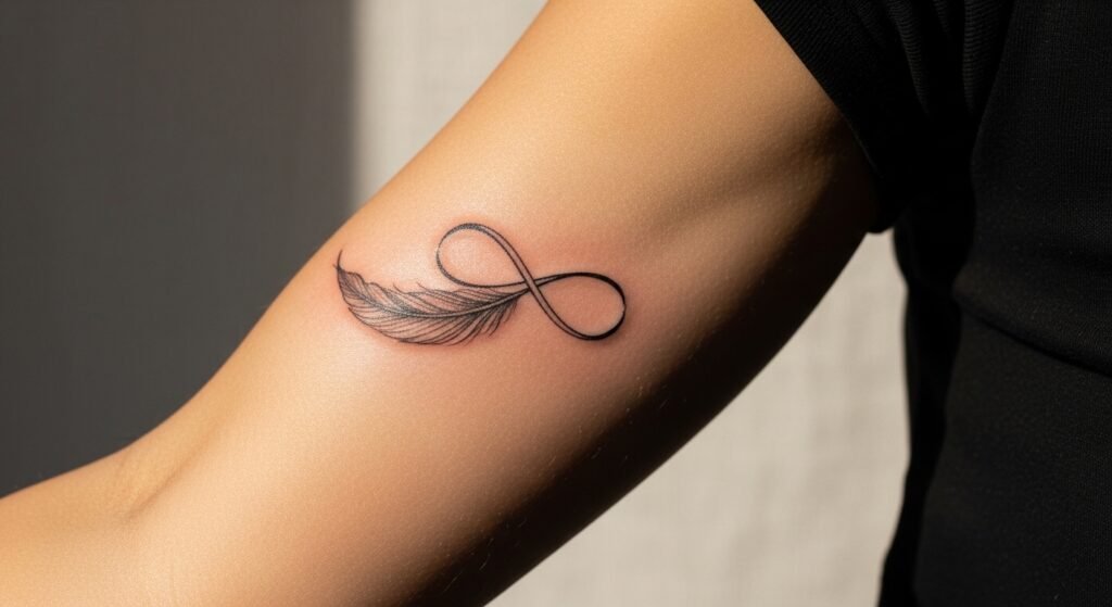 26 Bold Infinity Tattoo Designs with Feathers That Are Free Spirited Symbolic and Strikingly Beautiful